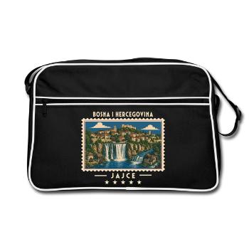 Bosnien und Herzegowina Jajce Vintage Reisemarke - Retro Tasche - Schwarz/Weiß - Vorne