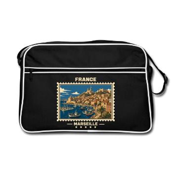 France Marseille Vintage Travel Brand - Sac Retro - noir/blanc - Devant
