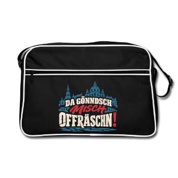Da gönndsch misch offräschn! – Dresden - Retro Tasche - Schwarz/Weiß - Vorne
