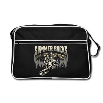Sommer ist langweilig – Schneemobil-Winterschlittenfahrer - Retro Tasche - Schwarz/Weiß - Vorne