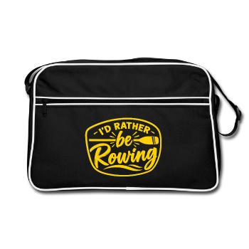 I´d rather be rowing - Rudern - Ruderer - Ruderin - Retro Tasche - Schwarz/Weiß - Vorne