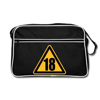 Achtung 18 - Retro Tasche - Schwarz/Weiß - Vorne