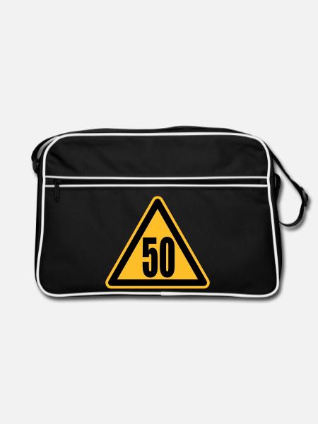 Warning 50 | Achtung 50 - Retro Bag - black/white - Front