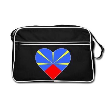 Coeur drapeau l’île de la réunion - Sac Retro - noir/blanc - Devant