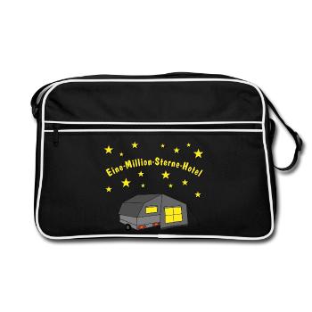 eine million sterne hotel faltcaravan - Retro Tasche - Schwarz/Weiß - Vorne
