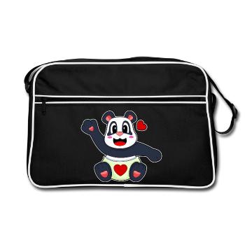 Panda Baby Windel - Retro Tasche - Schwarz/Weiß - Vorne