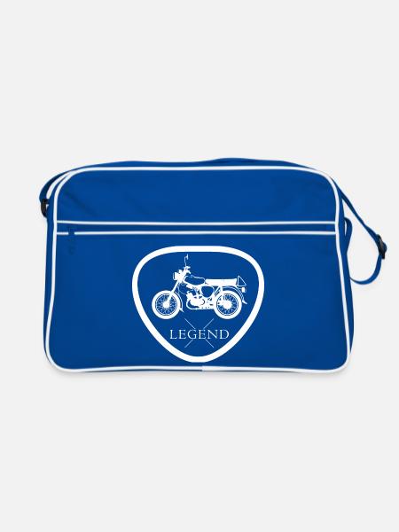 simson s50 s 51 Freunde Symbol Moped Motorrad DDR - Retro Tasche - Blau/Weiß - Vorne