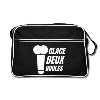 glace deux boules, crème glacée, glace humour - Sac Retro - noir/blanc - Devant