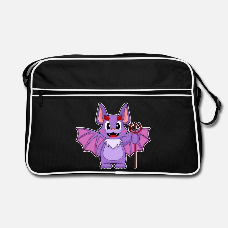 Fledermaus Halloween Teufel - Retro Tasche - Schwarz/Weiß