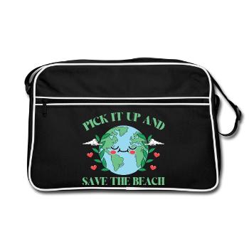 Bathing beach & sea plastic-free against pollution - Retro Bag - black/white - Front