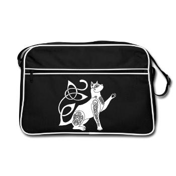Chat blanc celte - Sac Retro - noir/blanc - Devant