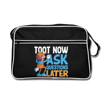 Öffentlicher Pfurz Lustig Unangemessen - Retro Tasche - Schwarz/Weiß - Vorne