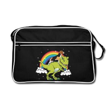 Beagle Chien Dino Dinosaure Tyrannosaure T-Rex - Sac Retro - noir/blanc - Devant