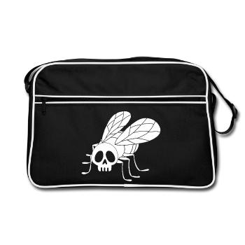 Crâne de mouche (blanc) - Sac Retro - noir/blanc - Devant