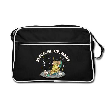 Slice Slice Baby – Drôle de pizza disant rétro - Sac Retro - noir/blanc - Devant