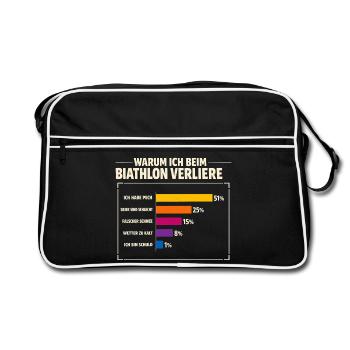 Biathlon Drôle : Pourquoi je perds toujours - Sac Retro - noir/blanc - Devant