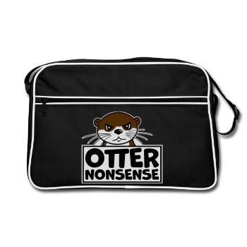 Otter Nonsense Funny Pun Otter Love Saying - Retro Bag - black/white - Front