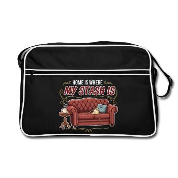 Knitting Crochet Humor Home Is Where My Stash Is - Retro Bag - black/white - Front