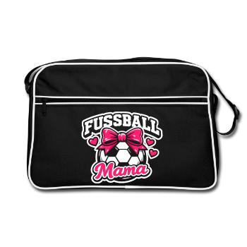 Fußball Mama Stolze Mutter Geschenk - Retro Tasche - Schwarz/Weiß - Vorne