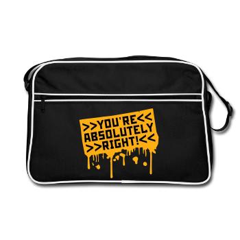 Tu as tout à fait raison, logo drôle d’IA sarcastique - Sac Retro - noir/blanc - Devant