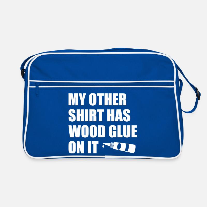 Colle à bois dessus. Menuiserie, menuisier, charpentier. Sac Retro