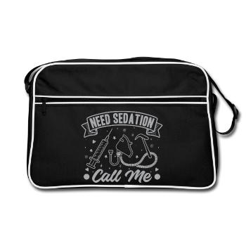 Anesthesiologist Need Sedation Anesthesia - Retro Tasche - Schwarz/Weiß - Vorne