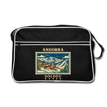 Andorra Soldeu Vintage Reisemarke - Retro Tasche - Schwarz/Weiß - Vorne