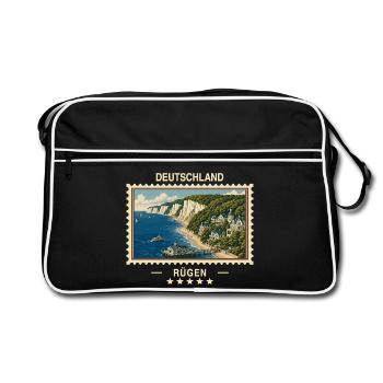 Deutschland Rügen Vintage Reisemarke - Retro Tasche - Schwarz/Weiß - Vorne