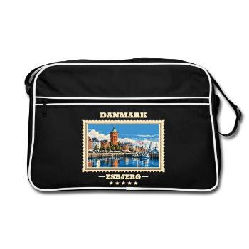 Danmark Esbjerg Vintage Reisemarke - Retro Tasche - Schwarz/Weiß - Vorne