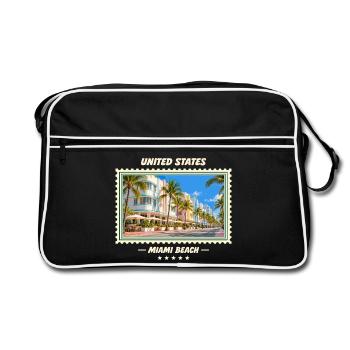 Vereinigte Staaten Miami Beach Vintage Reisemarke - Retro Tasche - Schwarz/Weiß - Vorne
