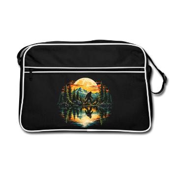Bigfoot Mountain Lake Sonnenuntergangsnatur - Retro Tasche - Schwarz/Weiß - Vorne