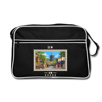 Japan Kyoto Vintage Reisemarke - Retro Tasche - Schwarz/Weiß - Vorne