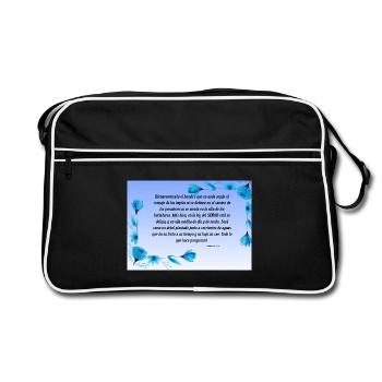 Soothing Bible Verse with Blue Flowers - Retro Bag - black/white - Front