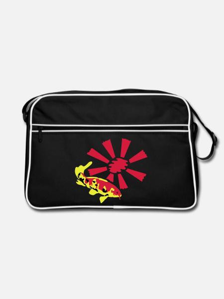 Carpe Koï sur fond éclatant - Sac Retro - noir/blanc - Devant