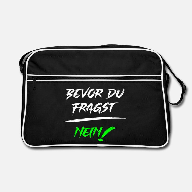 Bevor du fragst NEIN! - Retro Tasche - Schwarz/Weiß
