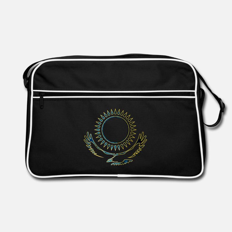 Kasachstan Adler edel - Retro Tasche - Schwarz/Weiß