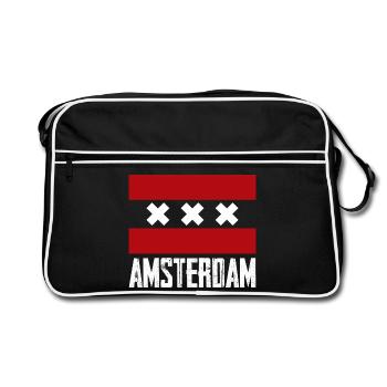 Amsterdam X Striped Emblem - Retro Bag - black/white - Front