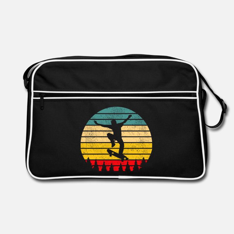 Skater Skateboard - Retro Tasche - Schwarz/Weiß