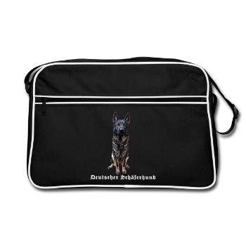 Deutscher Schäferhund Hundemotiv Hundefreunde - Retro Tasche - Schwarz/Weiß - Vorne