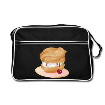 Feuilleté à la crème fourré à la crème et à la cerise - Sac Retro - noir/blanc - Devant