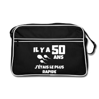 anniversaire, anniversaire 50 ans, 50 ans - Sac Retro - noir/blanc - Devant