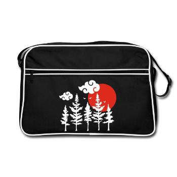 White trees and red sun - Retro Bag - black/white - Front