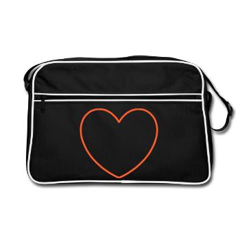 Contour Cœur Orange Sur Noir - Sac Retro - noir/blanc - Devant