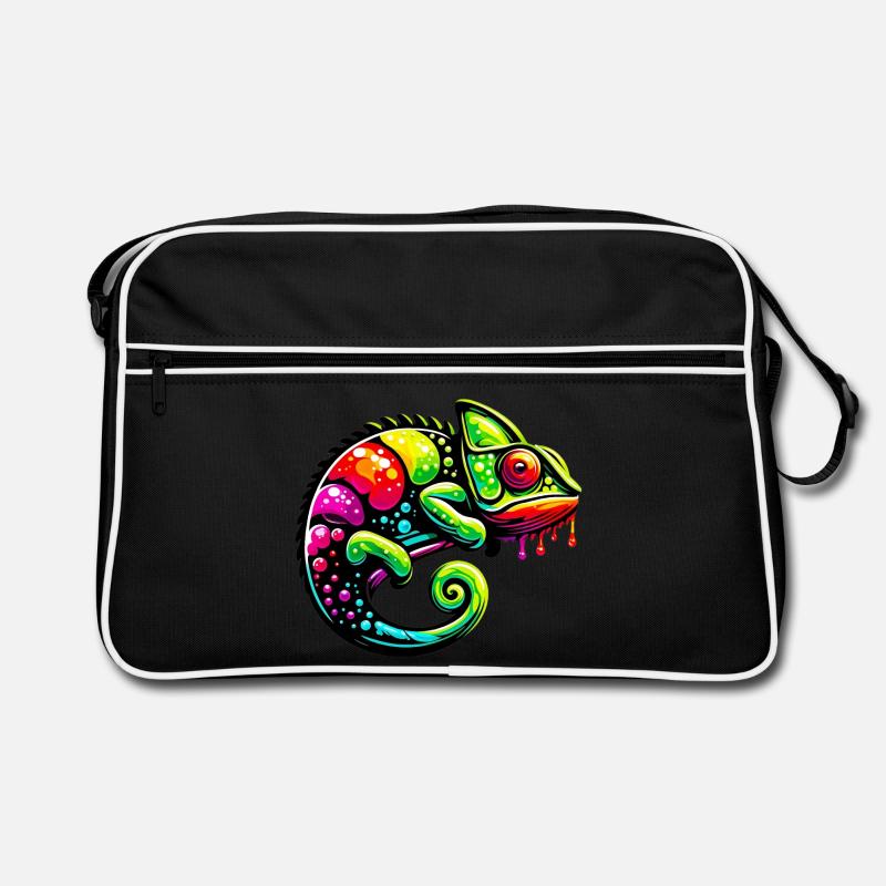 Chamäleon - Retro Tasche - Schwarz/Weiß