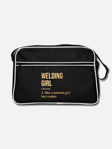 Schweißen Schweißen Schweißen - Retro Tasche - Schwarz/Weiß - Vorne