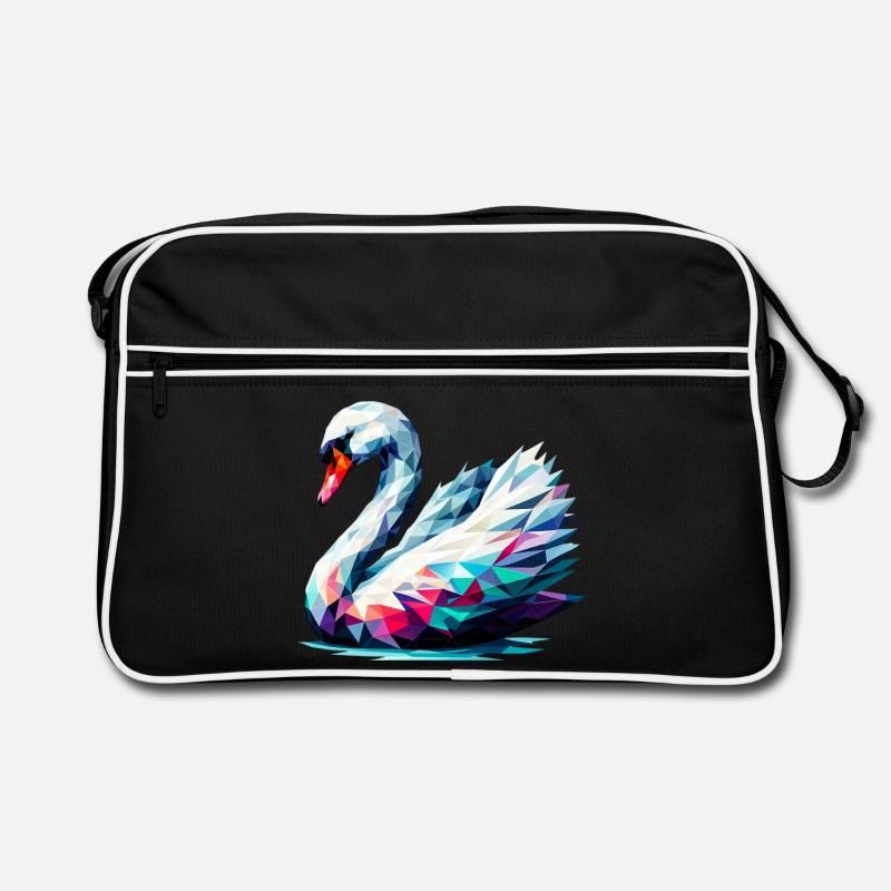 Polygonaler Schwan Retro Tasche