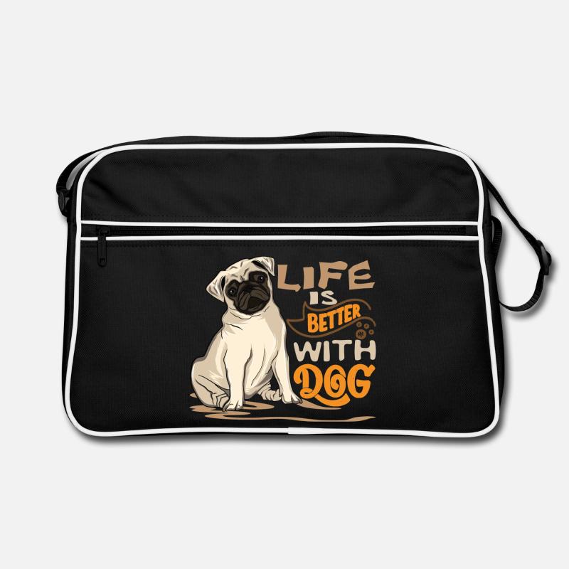 Das Leben ist schöner mit einem Hund Retro Tasche