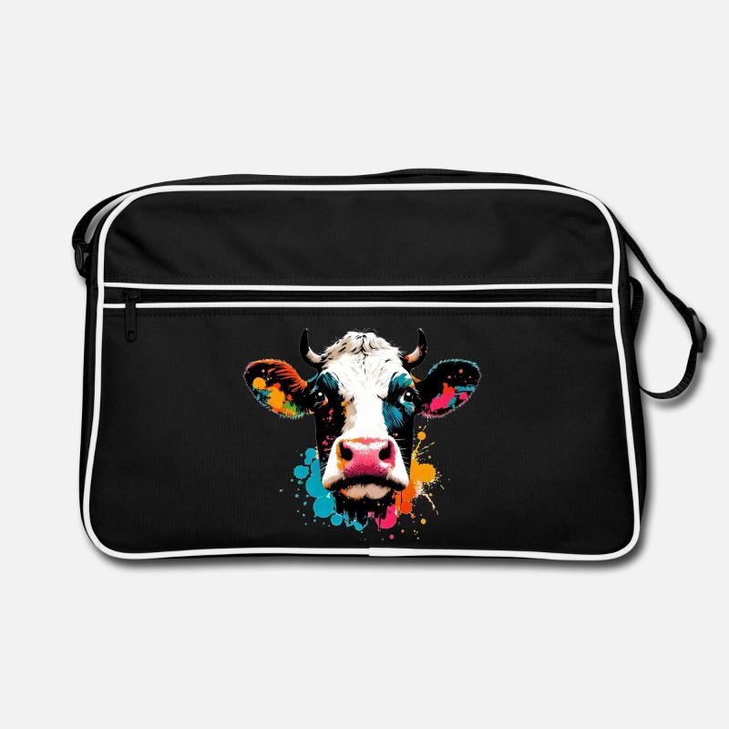 Kuh - Retro Tasche - Schwarz/Weiß