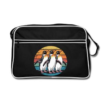 Three penguins at sunset - Retro Bag - black/white - Front