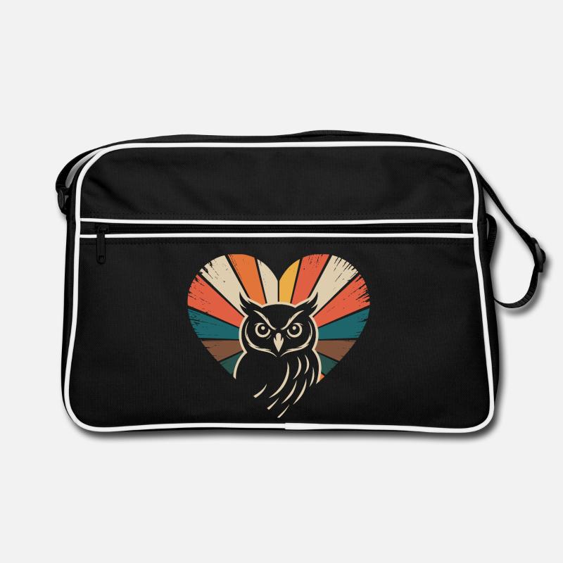 Herz mit Eule im Retro-Stil Retro Tasche